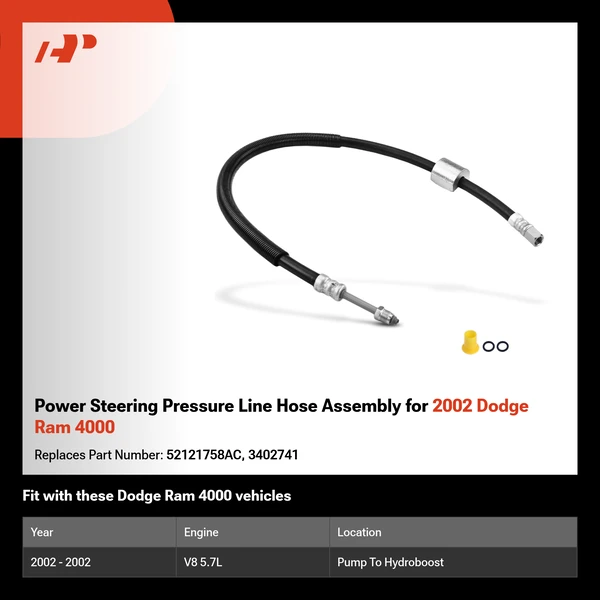 Power Steering Pressure Line Hose Assembly for 2002 Dodge Ram 4000