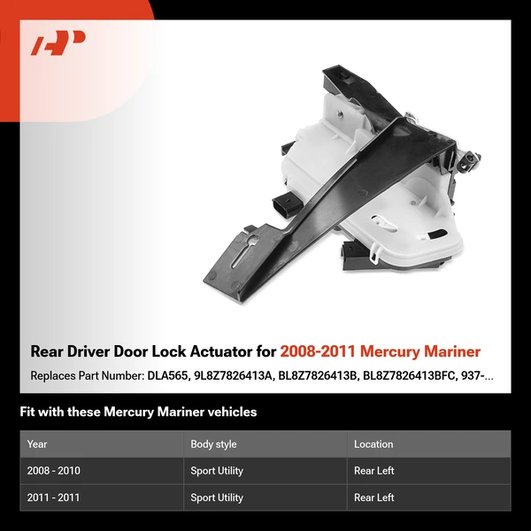 Rear Driver Door Lock Actuator for 2008-2011 Mercury Mariner