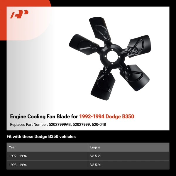 Engine Cooling Fan Blade for 1992-1994 Dodge B350