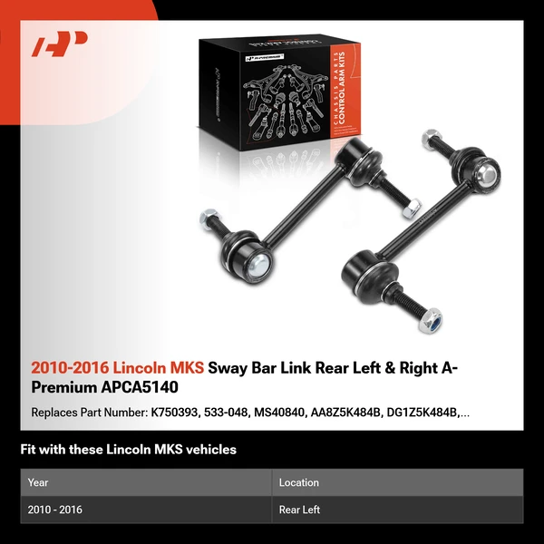 2010-2016 Lincoln MKS Sway Bar Link Rear Left & Right A-Premium APCA5140
