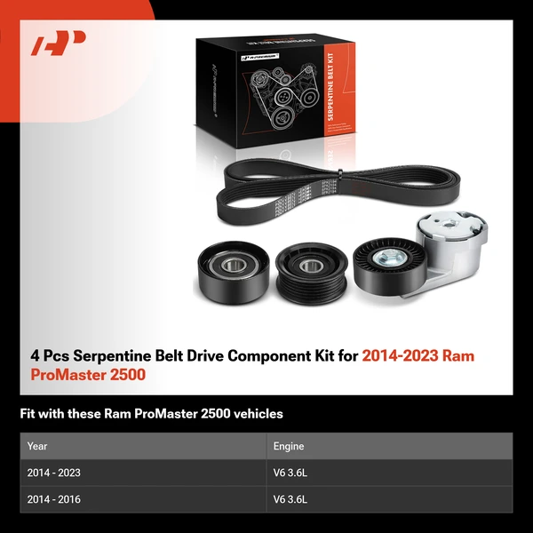 4 Pcs Serpentine Belt Drive Component Kit for 2014-2023 Ram ProMaster 2500