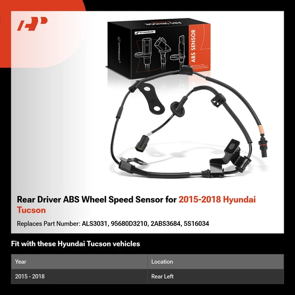 Rear Driver ABS Wheel Speed Sensor for 2015-2018 Hyundai Tucson