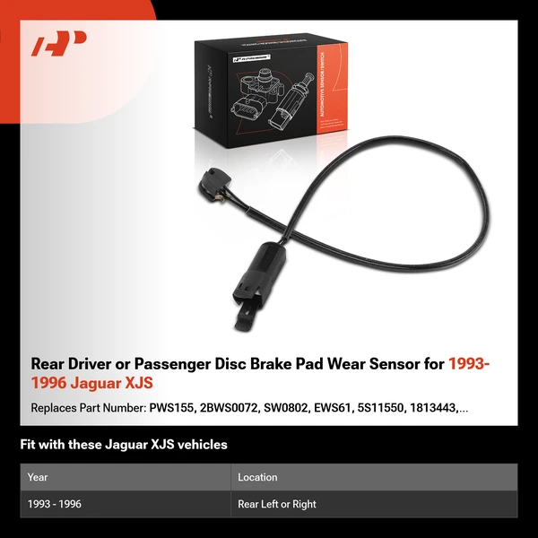 Rear Driver or Passenger Disc Brake Pad Wear Sensor for 1993-1996 Jaguar XJS