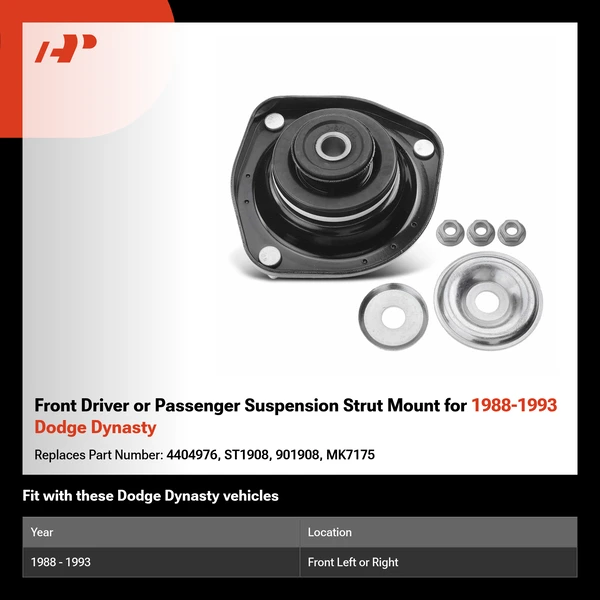 Front Driver or Passenger Suspension Strut Mount for 1988-1993 Dodge Dynasty