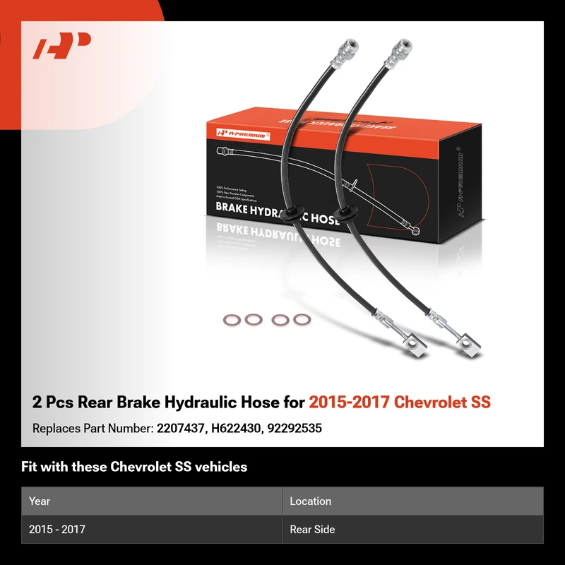 2 Pcs Rear Brake Hydraulic Hose for 2015-2017 Chevrolet SS