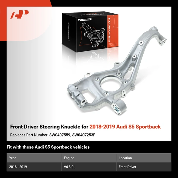 Front Driver Steering Knuckle for 2018-2019 Audi S5 Sportback