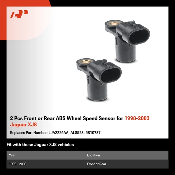 2 Pcs Front or Rear ABS Wheel Speed Sensor for 1998-2003 Jaguar XJ8