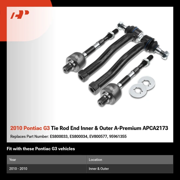 2010 Pontiac G3 Tie Rod End Inner & Outer A-Premium APCA2173
