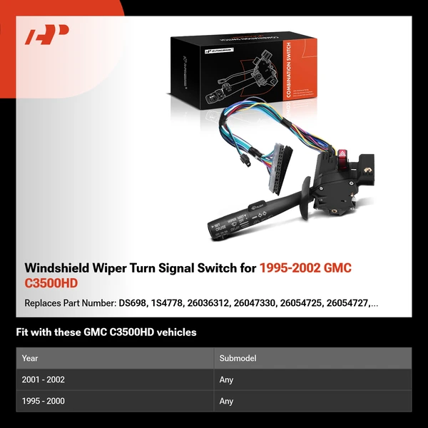 Windshield Wiper Turn Signal Switch for 1995-2002 GMC C3500HD