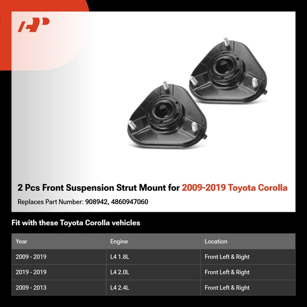 2 Pcs Front Suspension Strut Mount for 2009-2019 Toyota Corolla