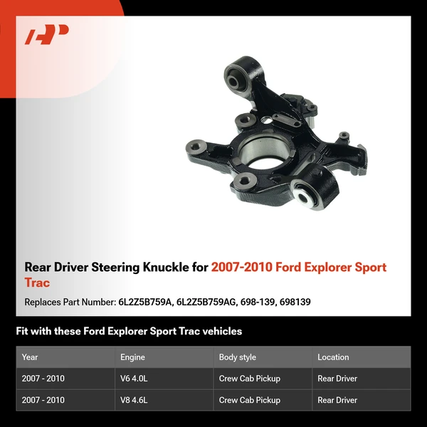 Rear Driver Steering Knuckle for 2007-2010 Ford Explorer Sport Trac