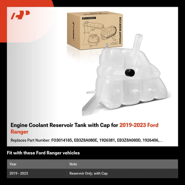 Engine Coolant Reservoir Tank with Cap for 2019-2023 Ford Ranger