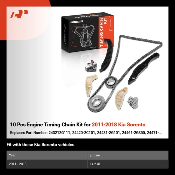 10 Pcs Engine Timing Chain Kit for 2011-2018 Kia Sorento