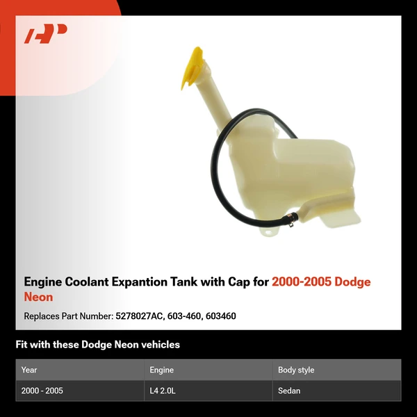 Engine Coolant Expantion Tank with Cap for 2000-2005 Dodge Neon