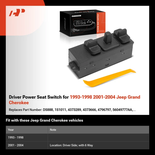 Driver Power Seat Switch for 1993-1998 2001-2004 Jeep Grand Cherokee