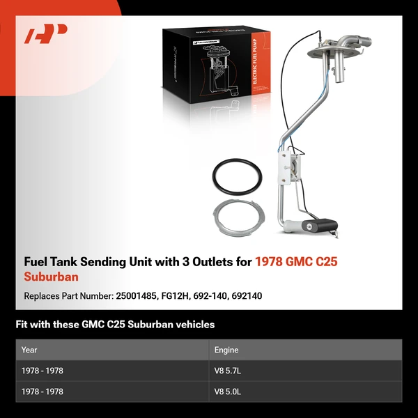 Fuel Tank Sending Unit with 3 Outlets for 1978 GMC C25 Suburban