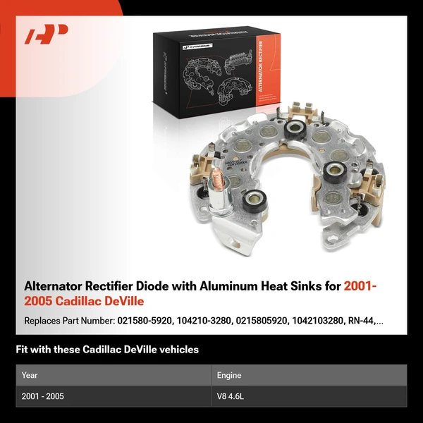 Alternator Rectifier Diode with Aluminum Heat Sinks for 2001-2005 Cadillac DeVille
