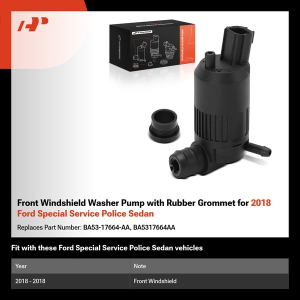 Front Windshield Washer Pump with Rubber Grommet for 2018 Ford Special Service Police Sedan
