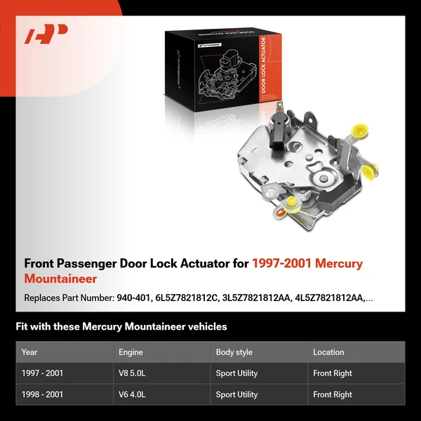 Front Passenger Door Lock Actuator for 1997-2001 Mercury Mountaineer