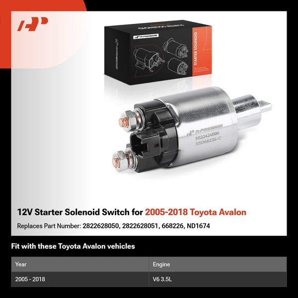 12V Starter Solenoid Switch for 2005-2018 Toyota Avalon