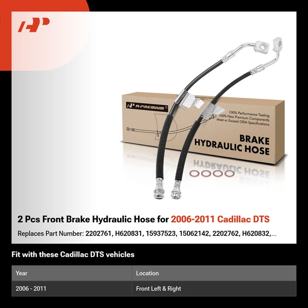 2 Pcs Front Brake Hydraulic Hose for 2006-2011 Cadillac DTS