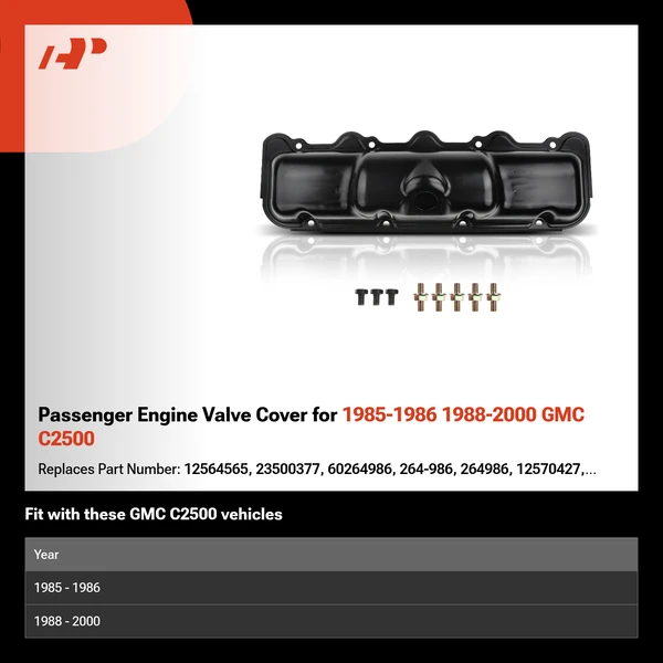 Passenger Engine Valve Cover for 1985-1986 1988-2000 GMC C2500