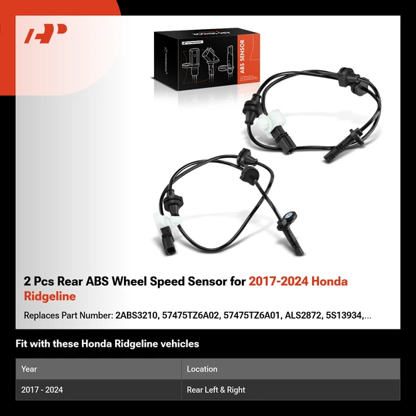 2 Pcs Rear ABS Wheel Speed Sensor for 2017-2024 Honda Ridgeline