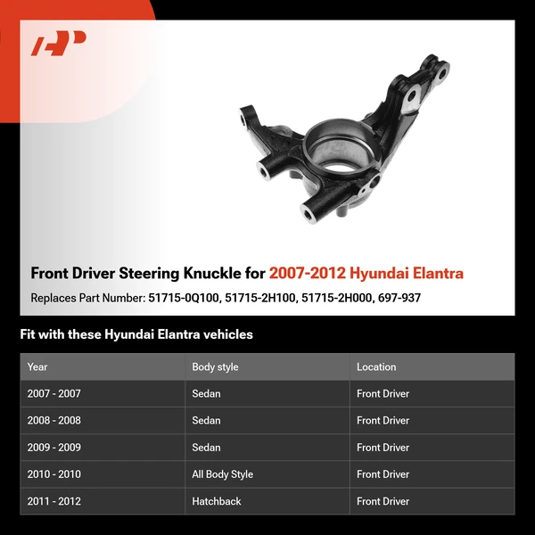 Front Driver Steering Knuckle for 2007-2012 Hyundai Elantra