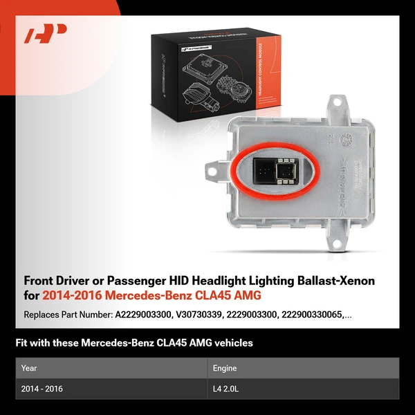 Front Driver or Passenger HID Headlight Lighting Ballast-Xenon for 2014-2016 Mercedes-Benz CLA45 AMG