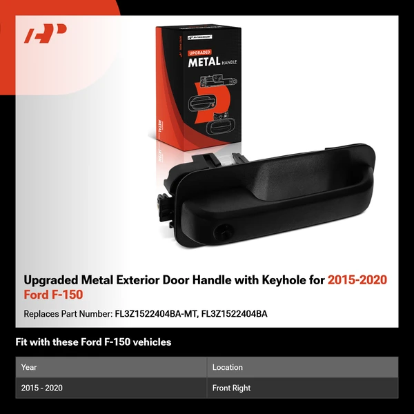 Upgraded Metal Exterior Door Handle with Keyhole for 2015-2020 Ford F-150