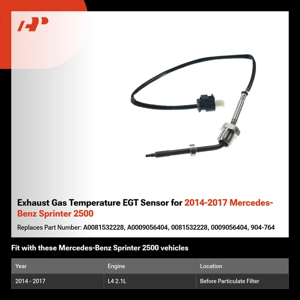 Exhaust Gas Temperature EGT Sensor for 2014-2017 Mercedes-Benz Sprinter 2500
