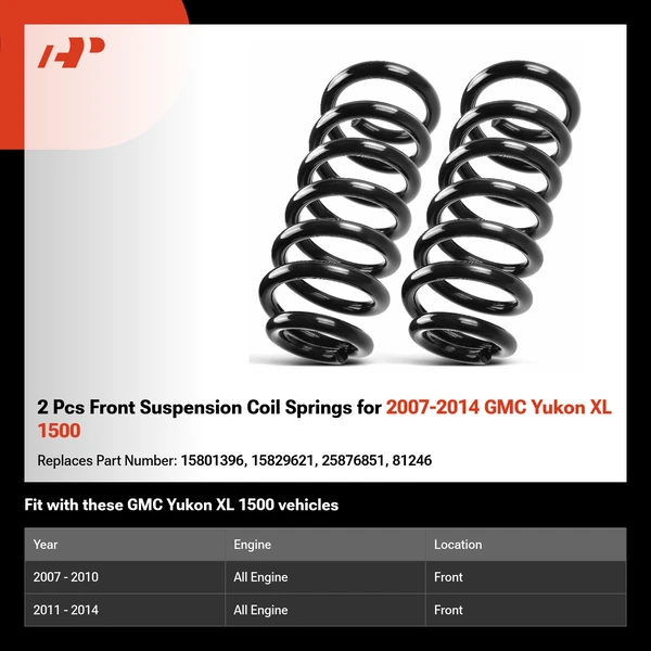 2 Pcs Front Suspension Coil Springs for 2007-2014 GMC Yukon XL 1500