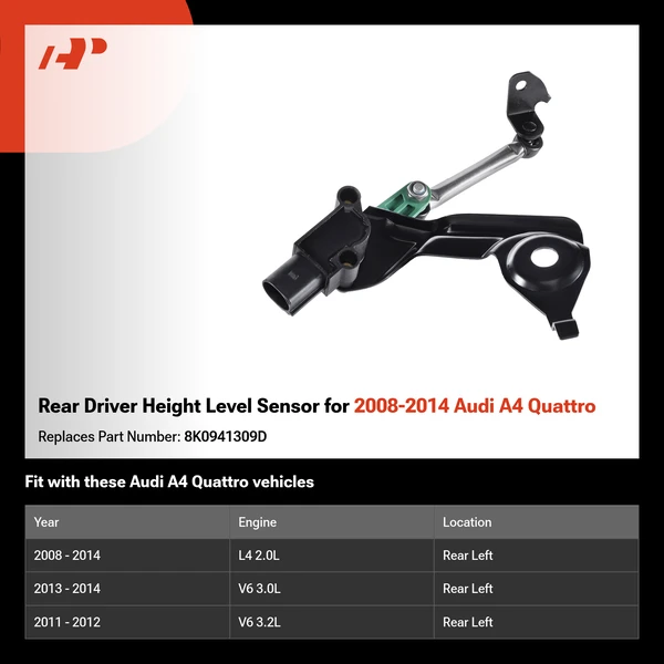 Rear Driver Height Level Sensor for 2008-2014 Audi A4 Quattro