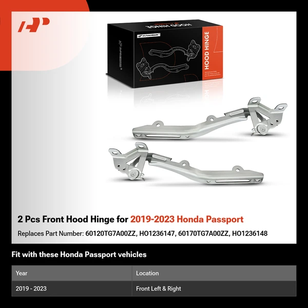 2 Pcs Front Hood Hinge for 2019-2023 Honda Passport