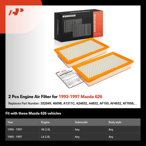 2 Pcs Engine Air Filter for 1993-1997 Mazda 626