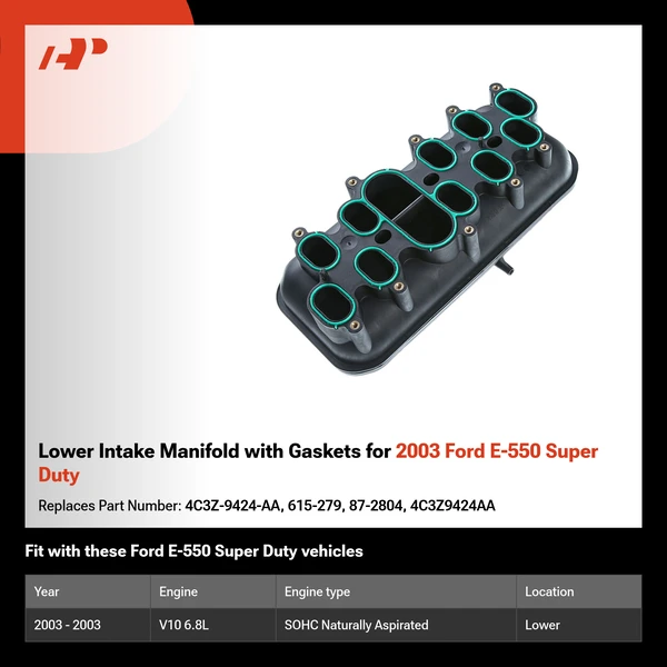 Lower Intake Manifold with Gaskets for 2003 Ford E-550 Super Duty