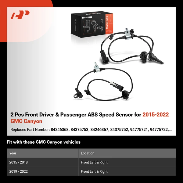 2 Pcs Front Driver & Passenger ABS Speed Sensor for 2015-2022 GMC Canyon