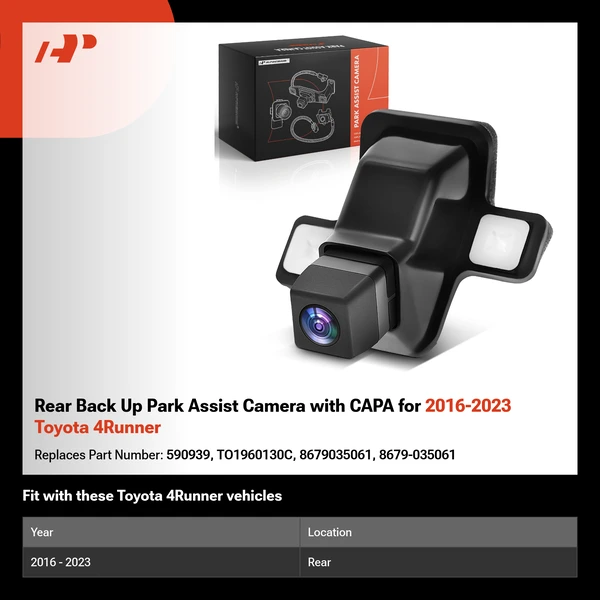 Rear Back Up Park Assist Camera with CAPA for 2016-2023 Toyota 4Runner