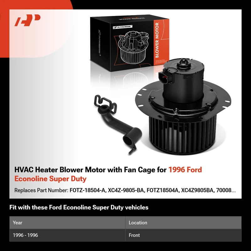 HVAC Heater Blower Motor with Fan Cage for 1996 Ford Econoline Super Duty