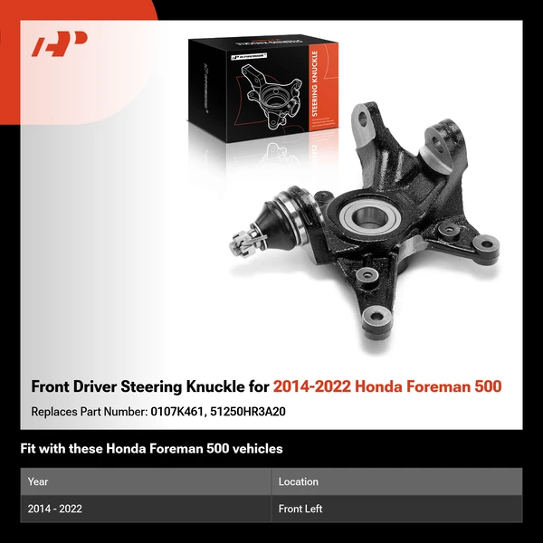 Front Driver Steering Knuckle for 2014-2022 Honda Foreman 500