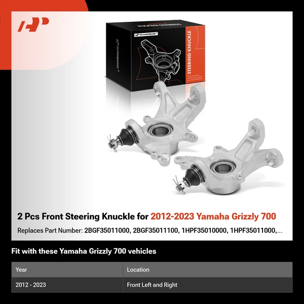 2 Pcs Front Steering Knuckle for 2012-2023 Yamaha Grizzly 700