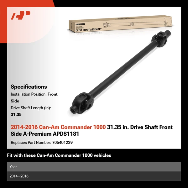 2014-2016 Can-Am Commander 1000 31.35 in. Drive Shaft Front Side A-Premium APDS1181