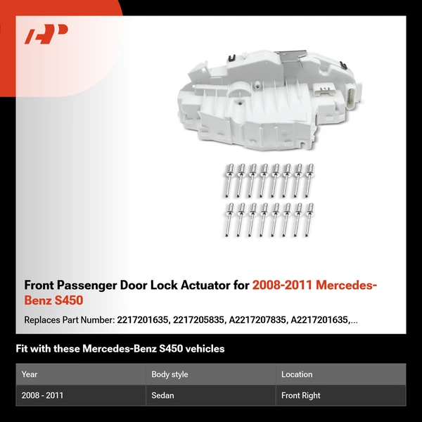 Front Passenger Door Lock Actuator for 2008-2011 Mercedes-Benz S450