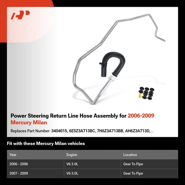Power Steering Return Line Hose Assembly for 2006-2009 Mercury Milan