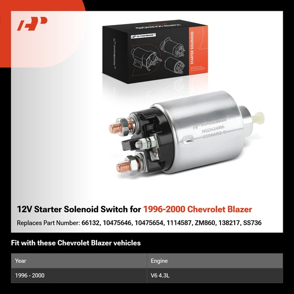 12V Starter Solenoid Switch for 1996-2000 Chevrolet Blazer