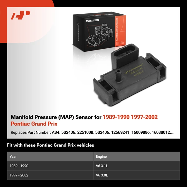 Manifold Pressure (MAP) Sensor for 1989-1990 1997-2002 Pontiac Grand Prix