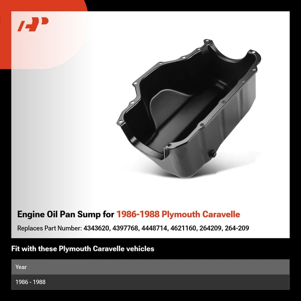 Engine Oil Pan Sump for 1986-1988 Plymouth Caravelle