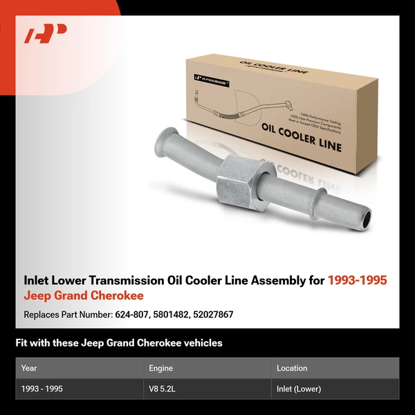 Inlet Lower Transmission Oil Cooler Line Assembly for 1993-1995 Jeep Grand Cherokee