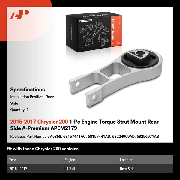 2015-2017 Chrysler 200 1-Pc Engine Torque Strut Mount Rear A-Premium APEM2179