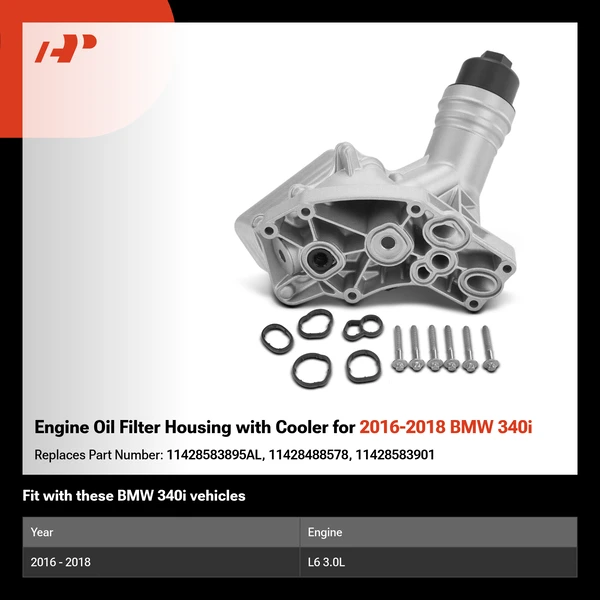 Engine Oil Filter Housing with Cooler for 2016-2018 BMW 340i